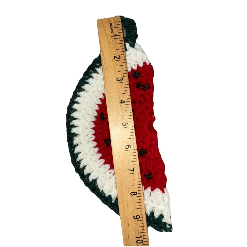 Handmade‎ Trivet Hot Pad Pot Holder Watermelon Crochet Decor Handmade (2) NEW